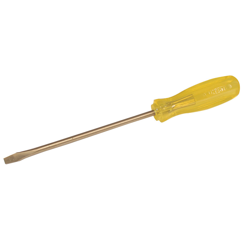 DESTORNILLADOR DE BRONCE ALUMINIO ANTICHISPA CON MANGO AMBAR PUNTA PLANA DE 1 4 SKU UH9616
