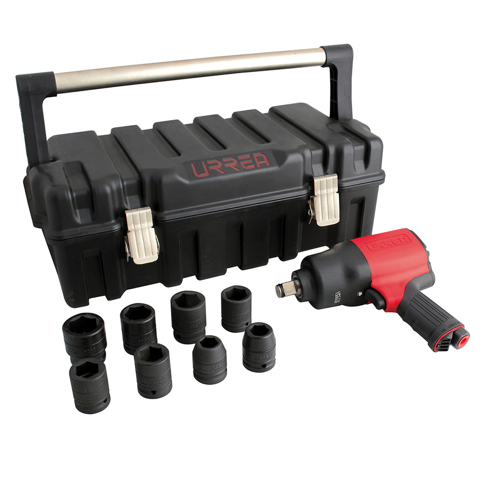 JUEGO DE PISTOLA DE IMPACTO NEUMATICA CUADRO DE 3 4 Y ACCESORIOS METRICOS 10 PIEZAS 1 SKU UPC776KM