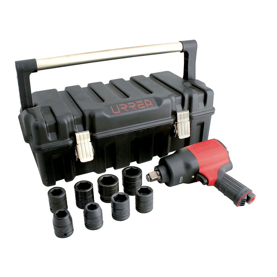 JUEGO DE PISTOLA DE IMPACTO NEUMATICA CUADRO DE 3 4 Y ACCESORIOS EN PULGADAS 10 PIEZAS 1 SKU UPC776K
