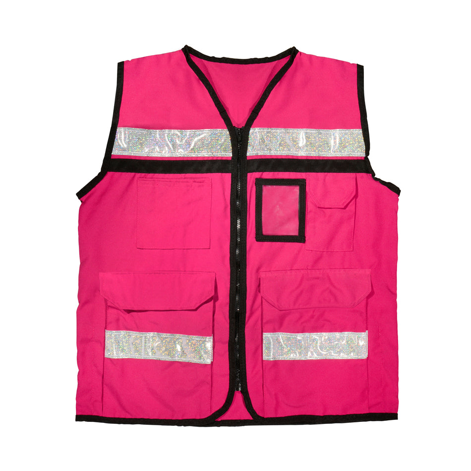 Chaleco de seguridad tipo supervisor cerrado con reflejante rosa CH SKU USCH81