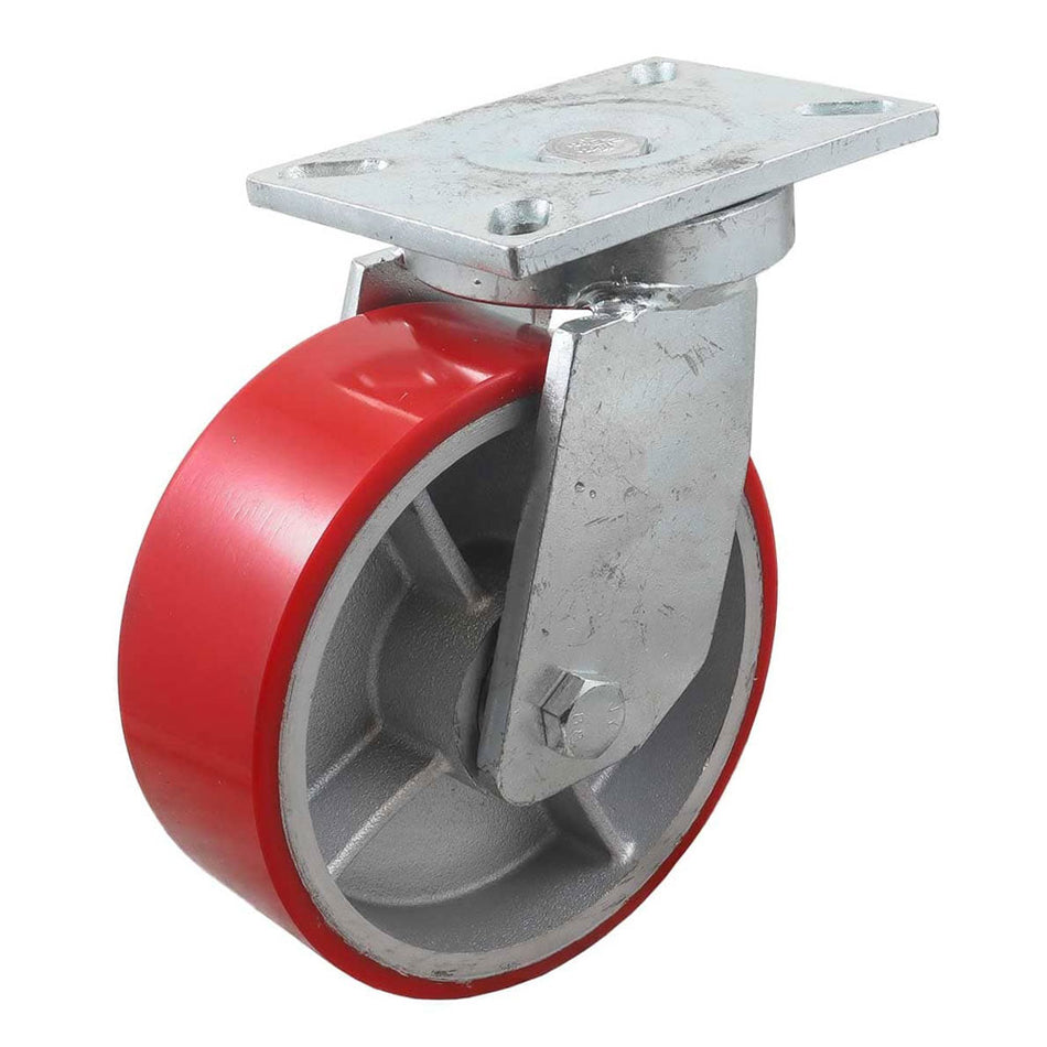 RODAJA FIERRO VACIADO C/PU ROJA GIR. 8" X 3" (203*75MM) SKU Y-1002-2000