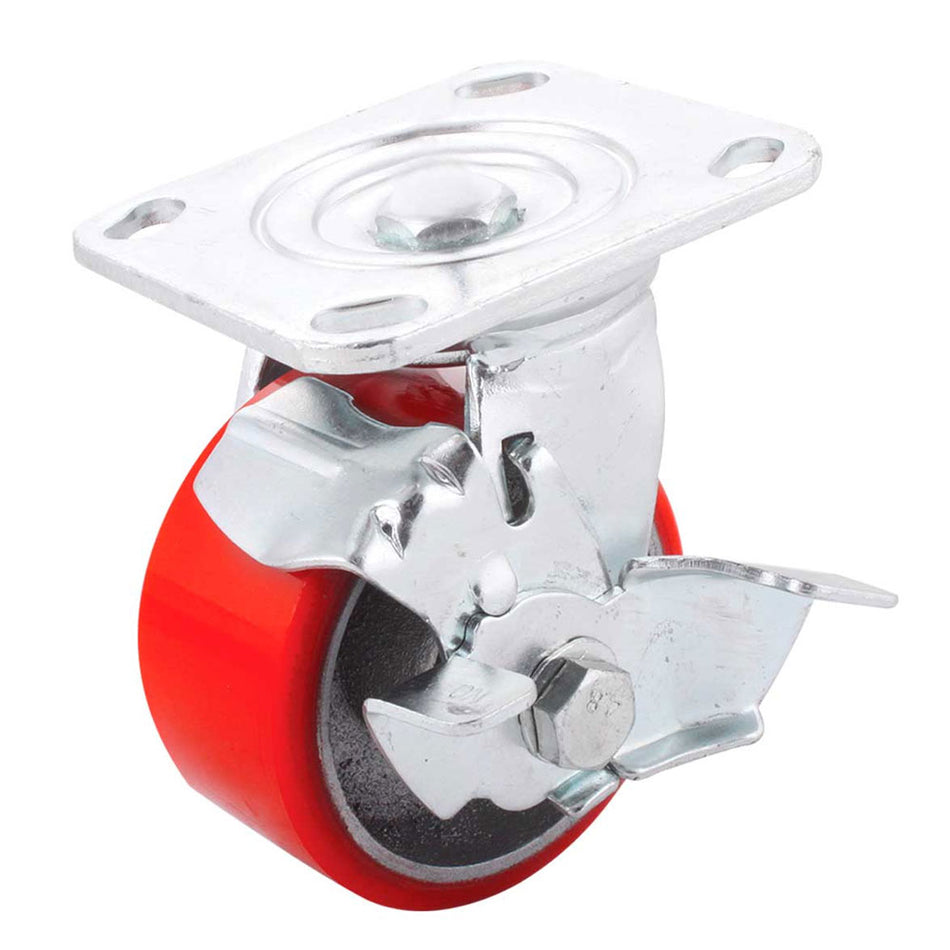RODAJA FIERRO VACIADO C/PU GIRA. ROJA C/FRENO 4X2" SKU Y-1044-1020