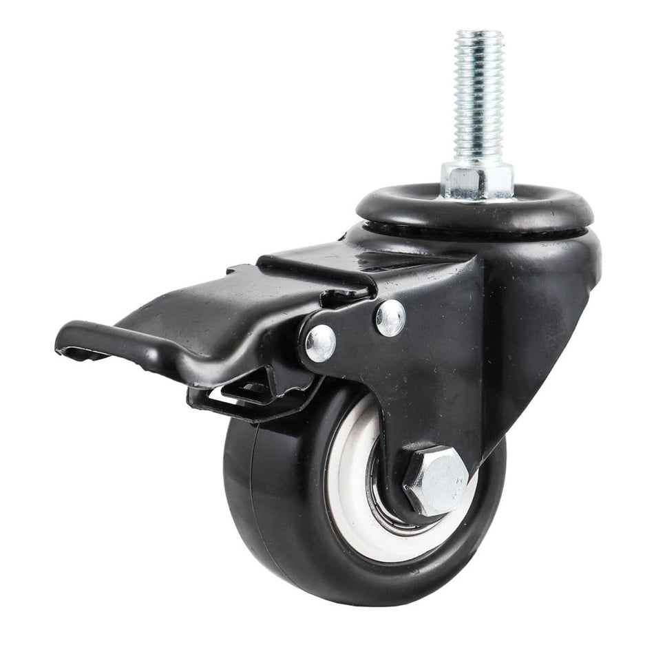 RODAJA DE PVC NEGRO GIRATORIA C/FRENO C/ESPIGA ROSCADA 2-1/2" (65X32MM) SKU Y-2042-650