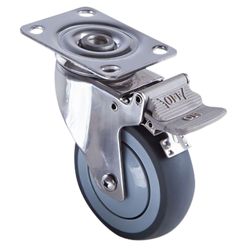 RODAJA TPR HORQUILLA DE A. INOX. USO MEDIO GIRATORIA C/FRENO 4 X 1-1/4 (REEMPLAZA Y-5032-50) SKU Y-5032-1000