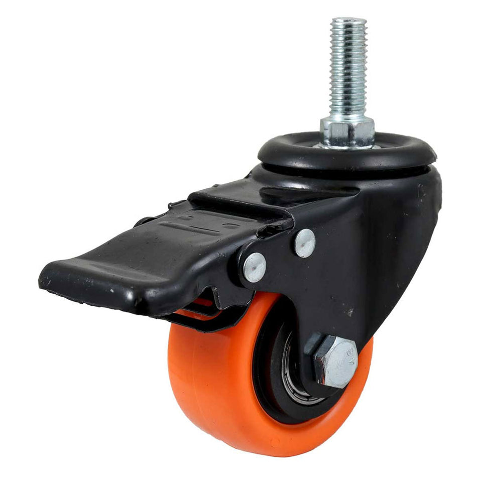 RODAJA NARANJA PU GIR. C/FRENO Y ESPIGA ROSCADA 2-1/2" X 1-1/4" SKU Y-5050-0650
