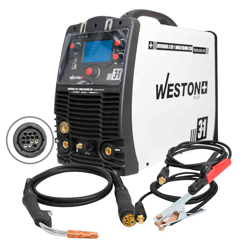 INVERSOR MULTIPROCESO 3EN1 MMA/TIG/MIG 250A 220V SKU Z-670900