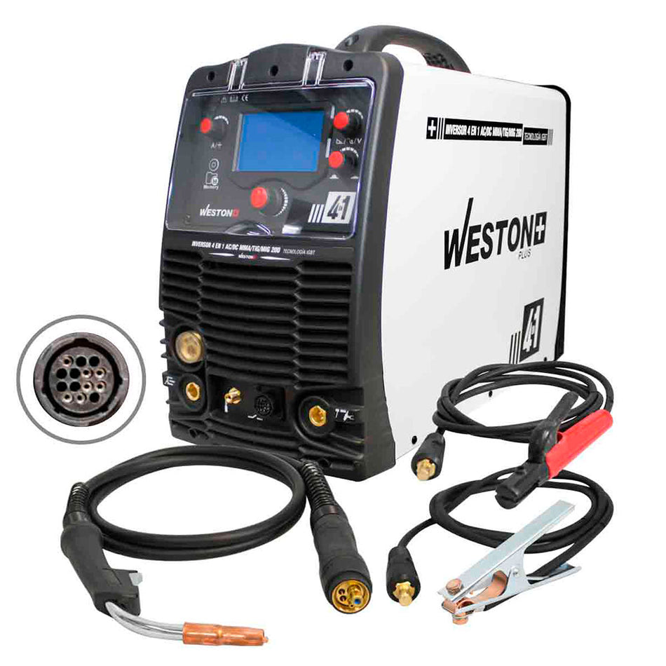 INVERSOR MULTIPROCESO 4EN1 AC/DC MMA/TIG/MIG 200A 220V SKU Z-671000