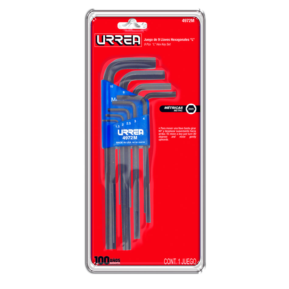 JUEGO DE LLAVES HEXAGONALES TIPO "L", METRICAS, 7 PIEZAS  SKU 4972M